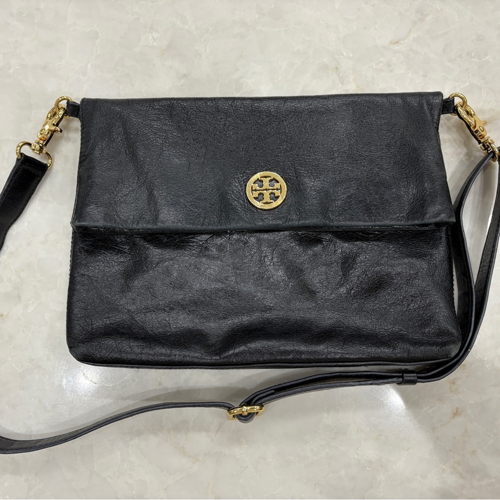 Tory Burch Black Crossbody Bag with Gold Logo